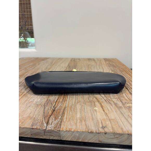 Vintage Navy Blue Clutch Purse with Gold Rose Clasp – Classic Evening Bag - Picture 6 of 6